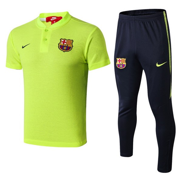 Polo Komplett Set Barcelona 2018-19 Grün Fluorescente